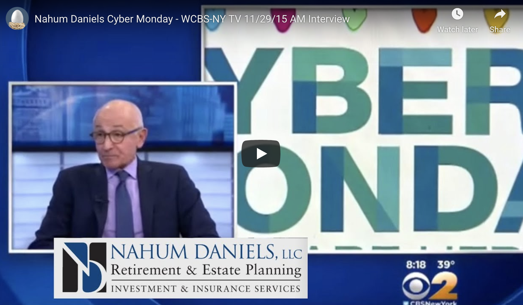 Nahum Daniels Cyber Monday – WCBS-NY TV 11/29/15 AM Interview